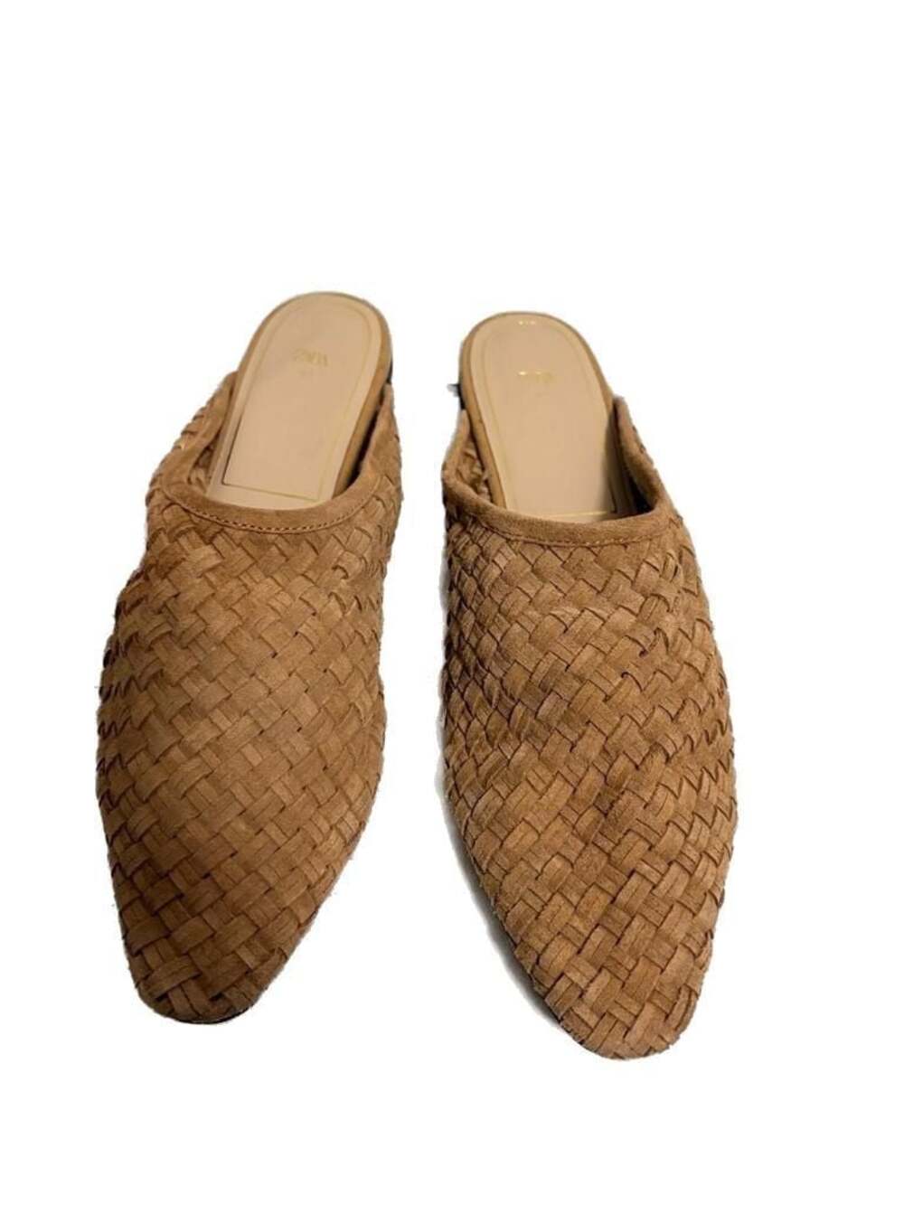 Zara Suede Woven Mules size 11 Coastal Old Money Minimalist